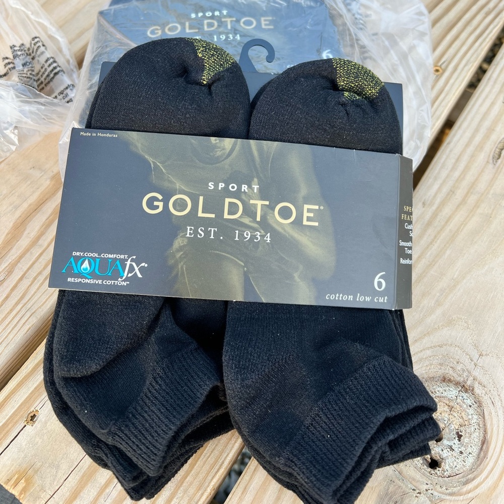 New Gold Toe Men's Cotton Low Cut Socks 6-Pairs black Shoe Size 6 - 12 1/2